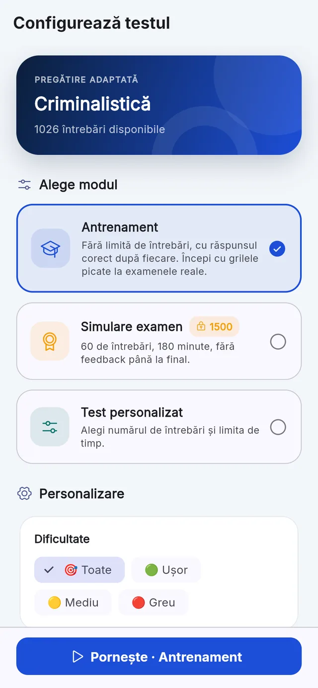 Ecranul Configurare din GrileMAI